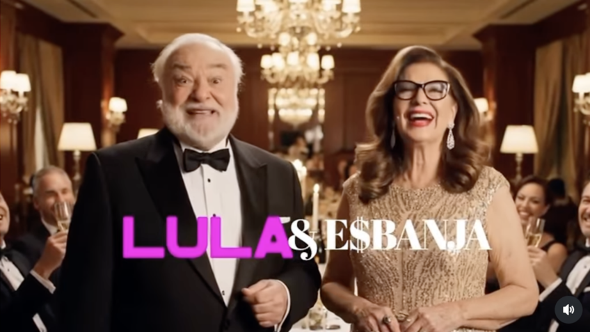 O vídeo usa uma estética semelhante à dos vídeos feitos contra Motta e mostra Lula e a personagem “Esbanja” em um jantar com banqueiros celebrando a vida de luxo...