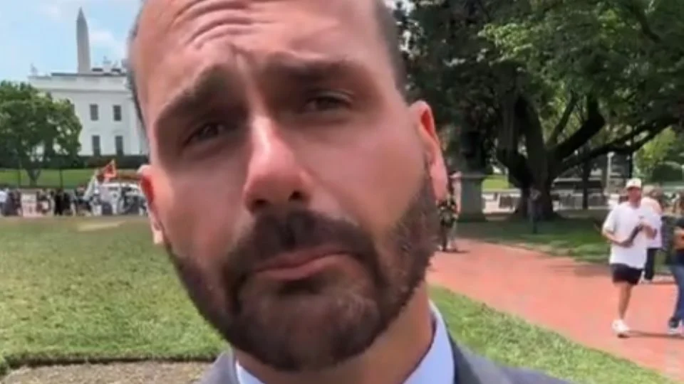 O deputado Eduardo Bolsonaro. Créditos: Reprodução de vídeo