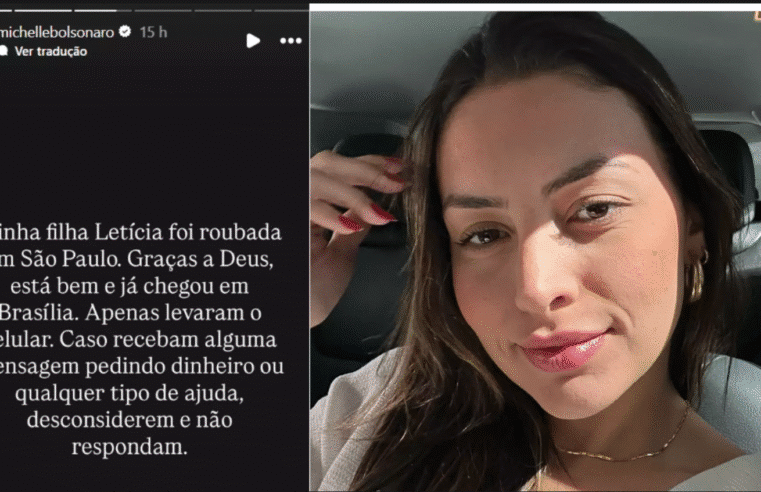 Michelle Bolsonaro informa roubo de celular da filha em São Paulo