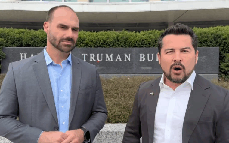 Paulo Figueiredo e Eduardo Bolsonaro são barrados ao tentar sabotar reunião com Rubio