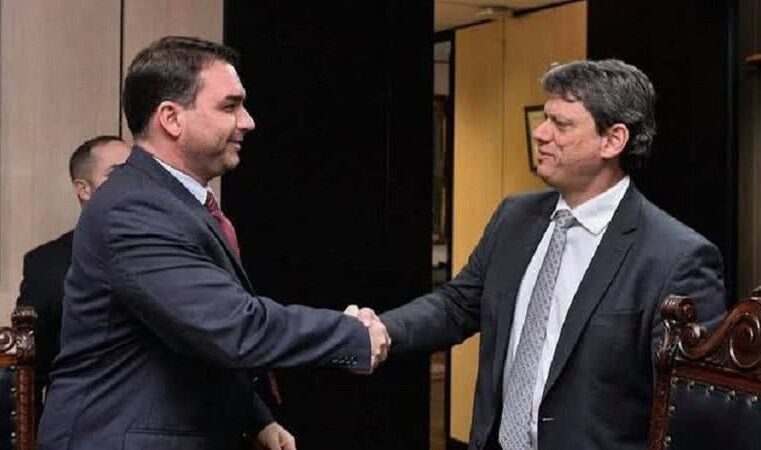 “Parabéns pela certeira indicação, Tarcisão!” diz Flávio Bolsonaro a Tarcísio de Freitas