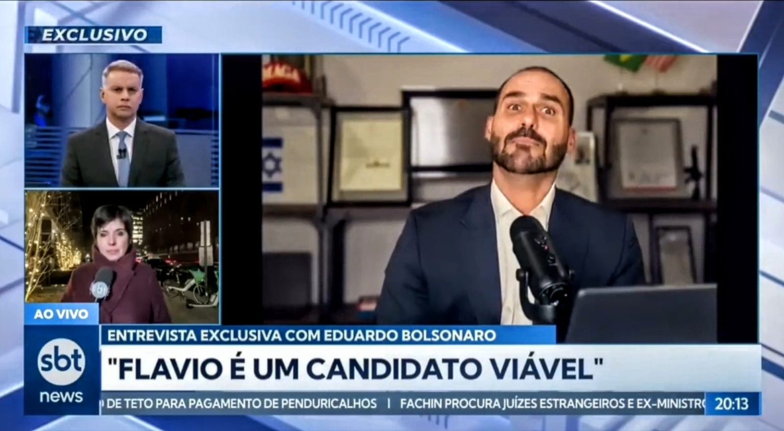 Vídeo mostra Eduardo Bolsonaro implorando ajuda no SBT por medo de ficar sem passaporte