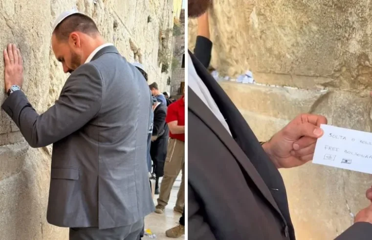 Eduardo Bolsonaro visita Jerusalém e pede “soltura” de Jair Bolsonaro no Muro das Lamentações