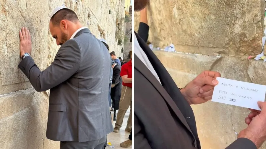 Eduardo Bolsonaro visita Jerusalém e pede “soltura” de Jair Bolsonaro no Muro das Lamentações
